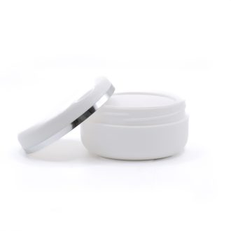 Tégely 30 ml-es (fehér) + ezüst csíkos tető