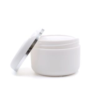 Tégely 50 ml-es (fehér) + ezüst csíkos tető