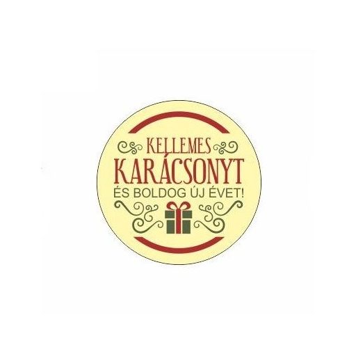 Karácsonyi körcímke - Kellemes karácsonyt és boldog új évet - 20 db/cs