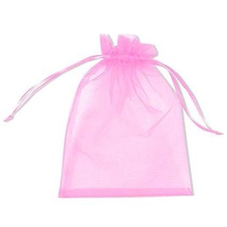 Organza tasak 10x15 cm - flamingó rózsaszín - 10 db/cs