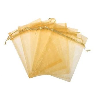 Organza tasak 10x15 cm - arany - 10 db/cs