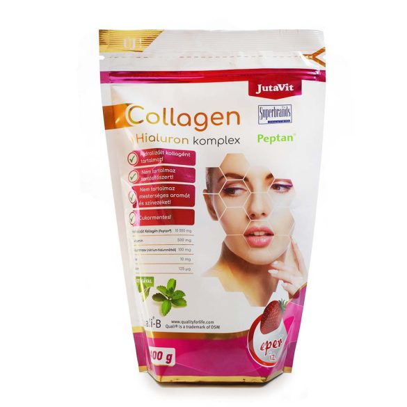 Jutavit Collagen + Hialuron Komplex italpor - Eper ízben - 400g 